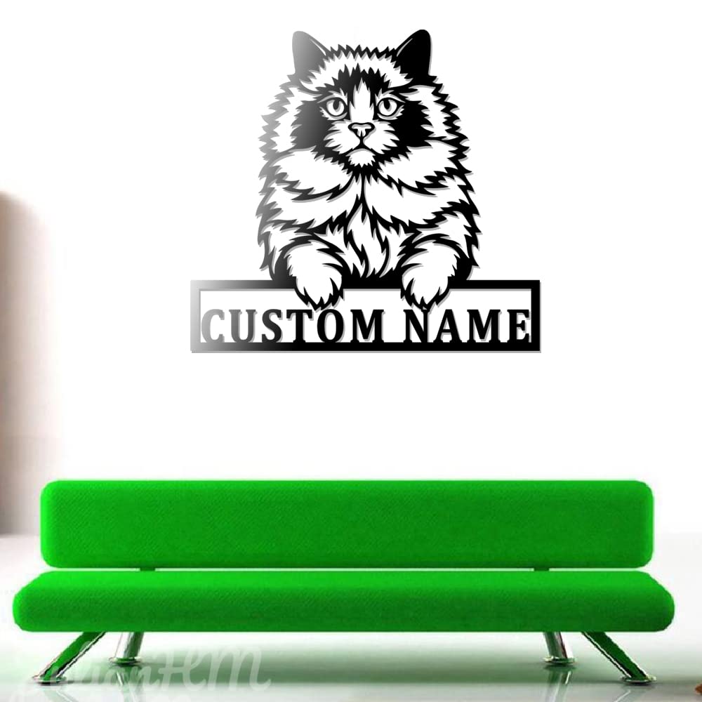 Personalized Ragdoll Cat LED Wall Art - Custom Name Metal Sign with Lights for Home Decor (16x16 Inches) - Perfect for Living Room, Bedroom, Nursery & Farmhouse Style