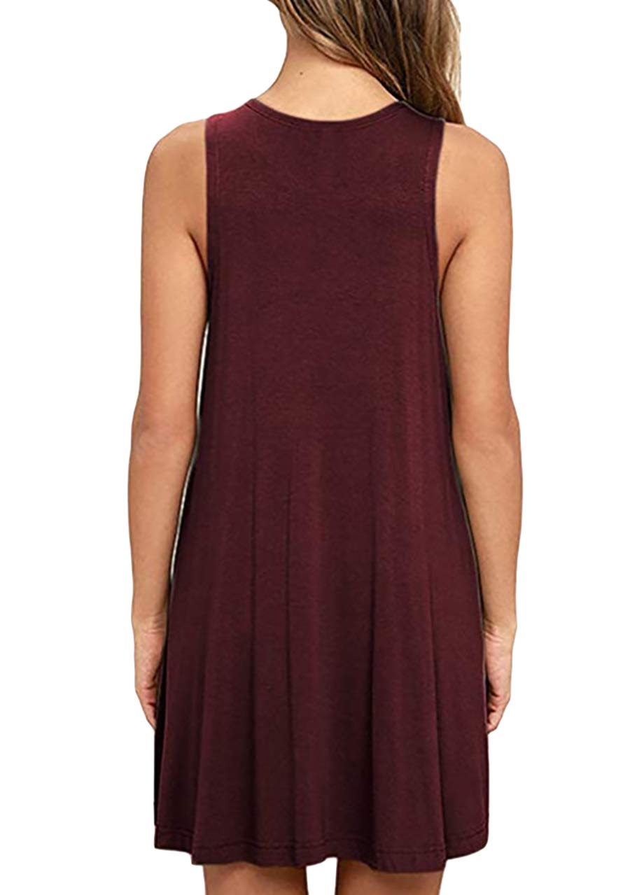OMZIN Women's Sleeveless Swing Dress - Flared Tank Mini Dress with Pockets for Summer | Casual Outfit, Beach Wear & Vacation Dress
