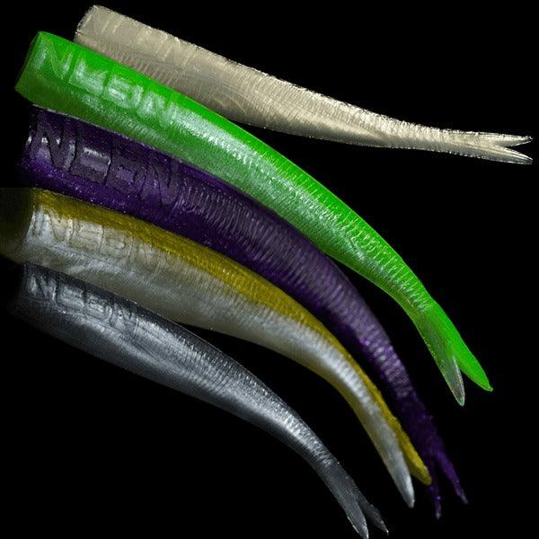 NLBN No Live Bait Needed 8 Straight Tail Fishing Lures - Saltwater & Freshwater Artificial Baits for Bass, Trout & Striped Fish | Perfect for Surf Casting & Kayak Fishing