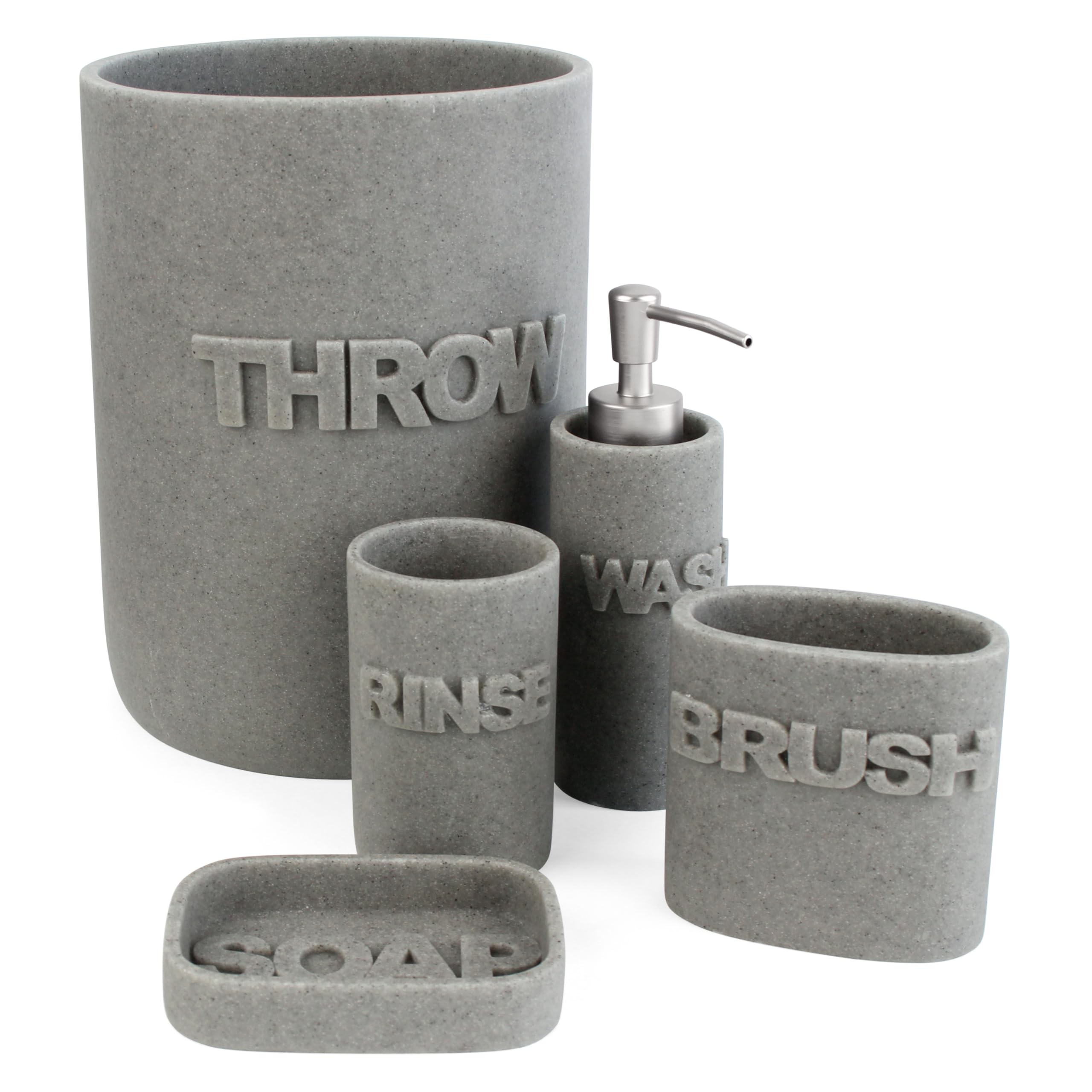 Splash Home Wash Bathroom Tumbler - Medium Size Grey Plastic Cup for Toothbrush Holder, Soap Dish & Bathroom Storage | Perfect for Bathroom Countertop, Vanity Organizer & Home Decor
