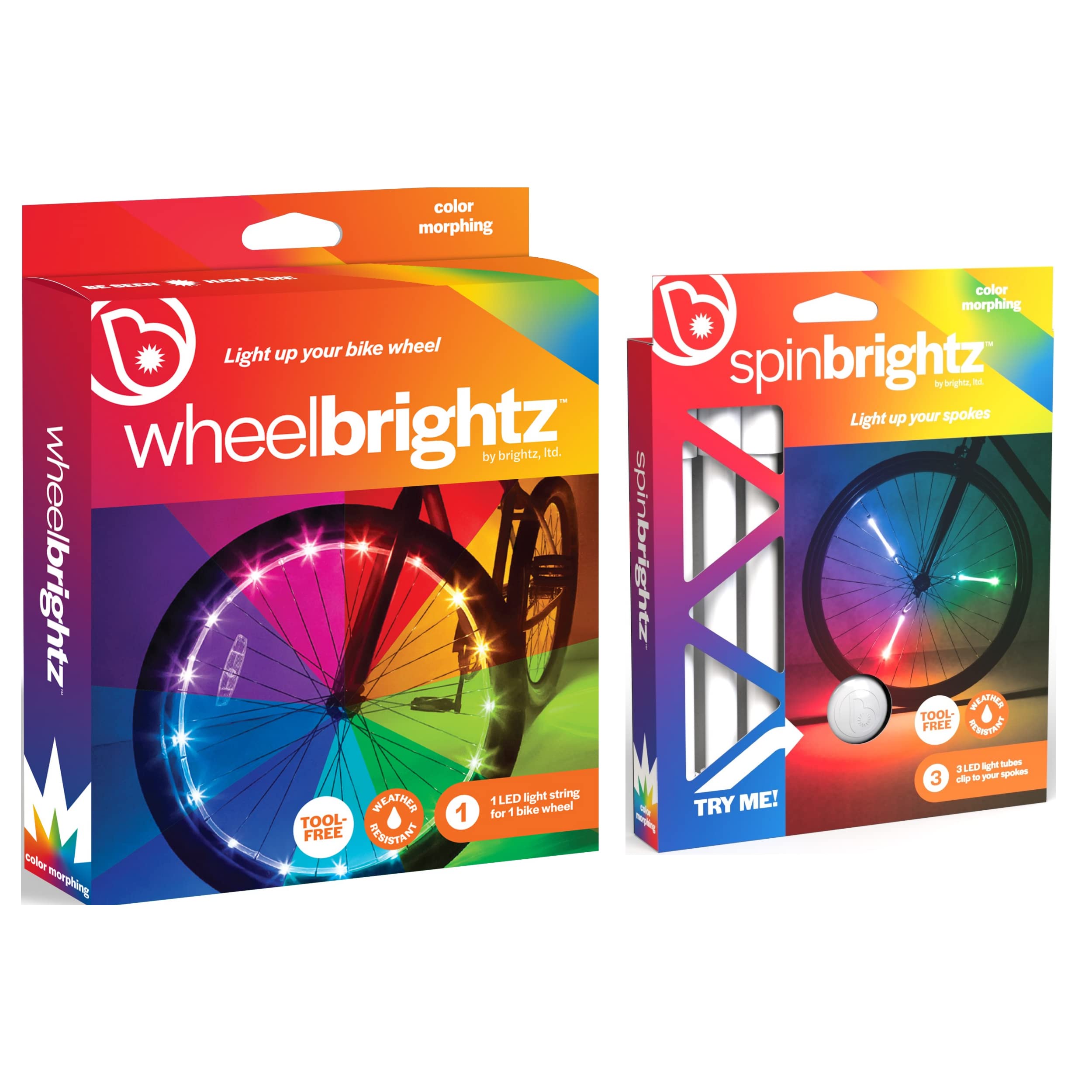 Brightz LED Bike Wheel Lights & Spoke Light Tubes Combo - 3 Pack Waterproof Bicycle Wheel Lights for Night Riding, Cycling Safety - Perfect for Commuting, Nighttime Cycling, and Outdoor Adventures
