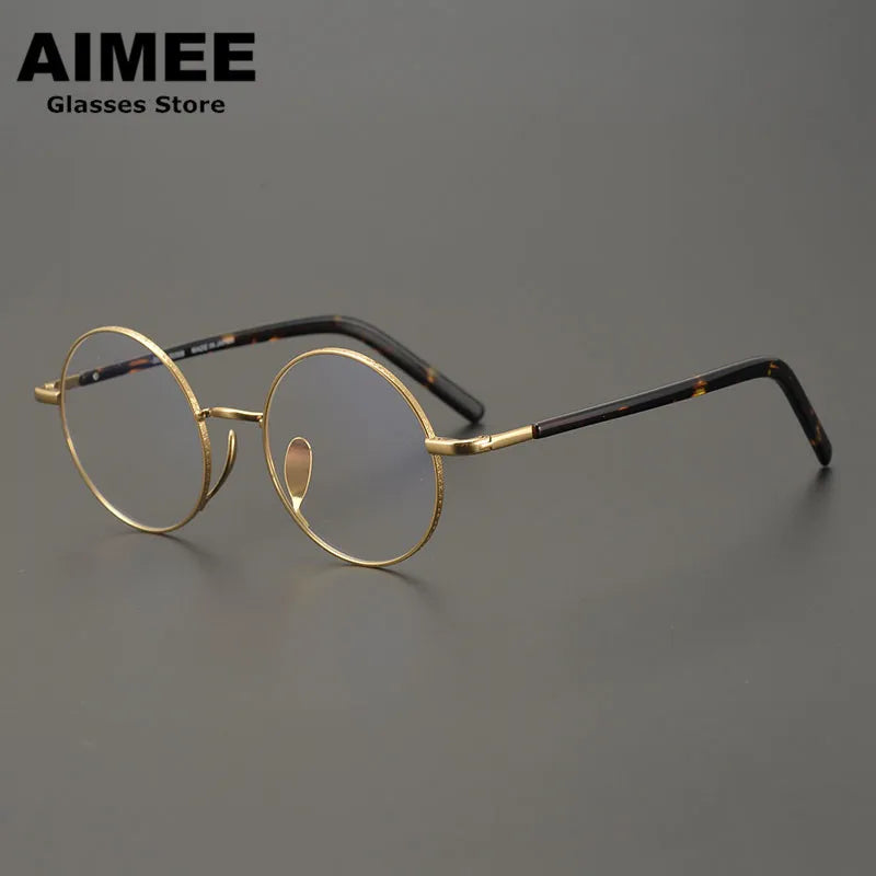 Aimee Unisex Full Rim Round Titanium Acetate Eyeglasses 11122 - Lightweight Durable Frame for Men & Women - Perfect for Reading, Working & Daily Wear