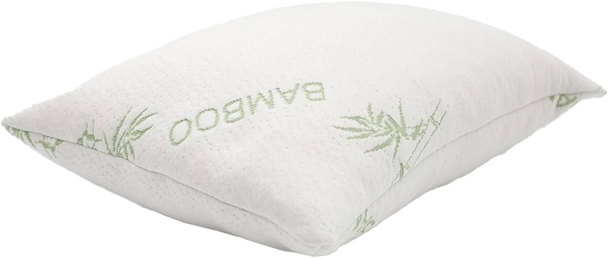 Organic Shredded Latex Pillow with Bamboo Rayon Cover - Hypoallergenic & Breathable for Side, Back & Stomach Sleepers - Standard Size (Eco-Friendly Bedding for Allergy Relief & Neck Support)