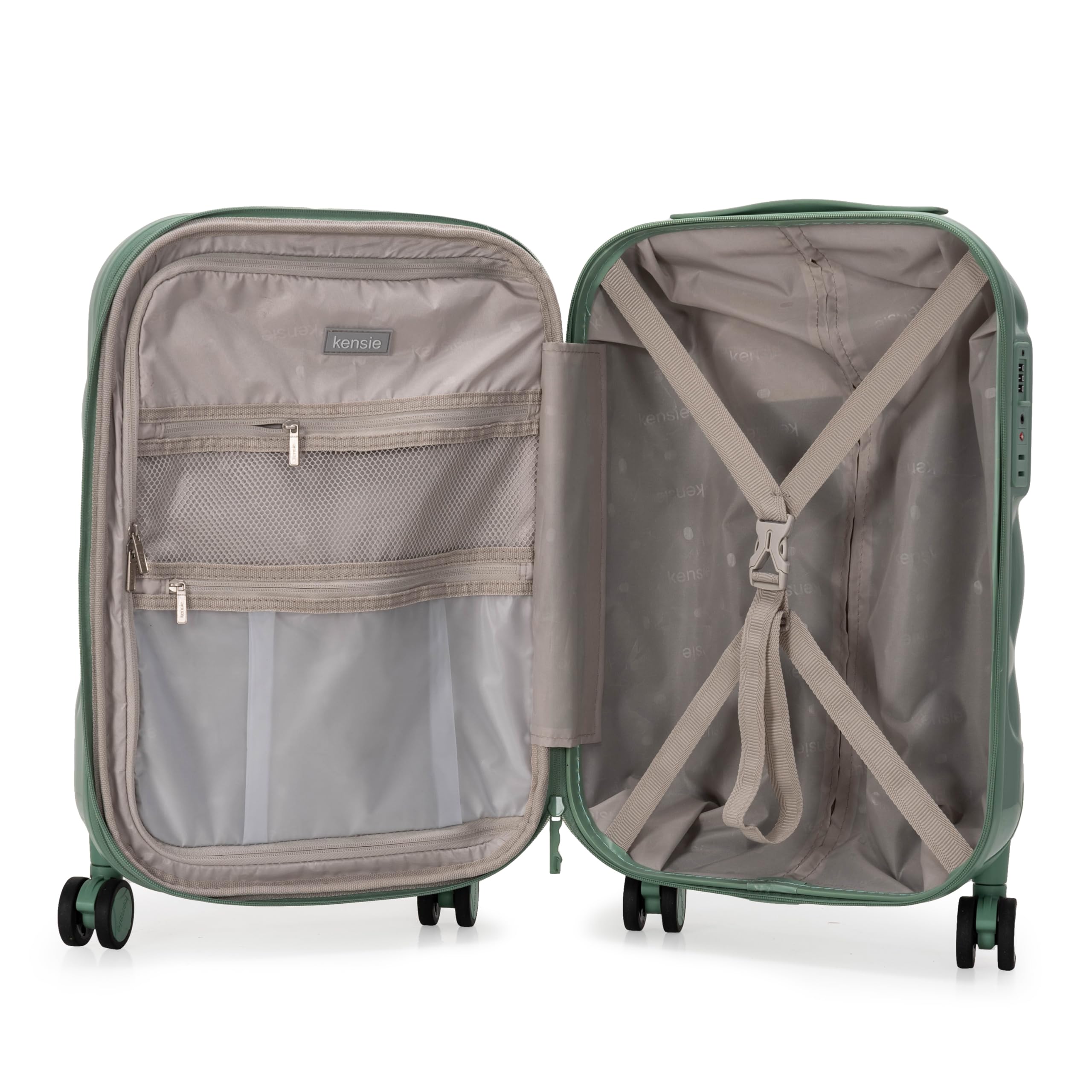 Travelers Club Women's 3-Piece Luggage Set in Basil Green - Lightweight Spinner Suitcase for Air Travel, Weekend Getaways & Business Trips