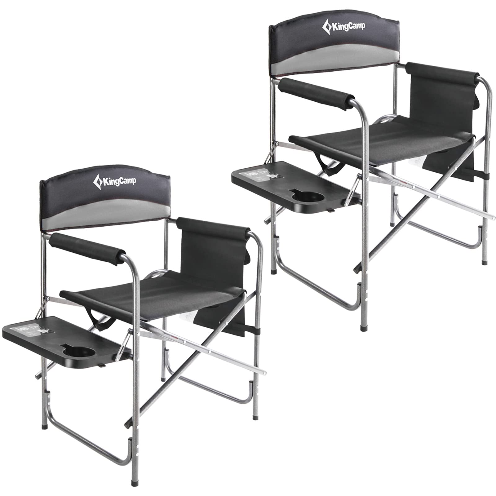 KingCamp Heavy Duty Camping Directors Chair - 400lbs Weight Capacity, Padded Folding Portable Chair with Side Table & Storage Pockets - Perfect for Outdoor Camping, Backyard, Picnics & Beach Trips
