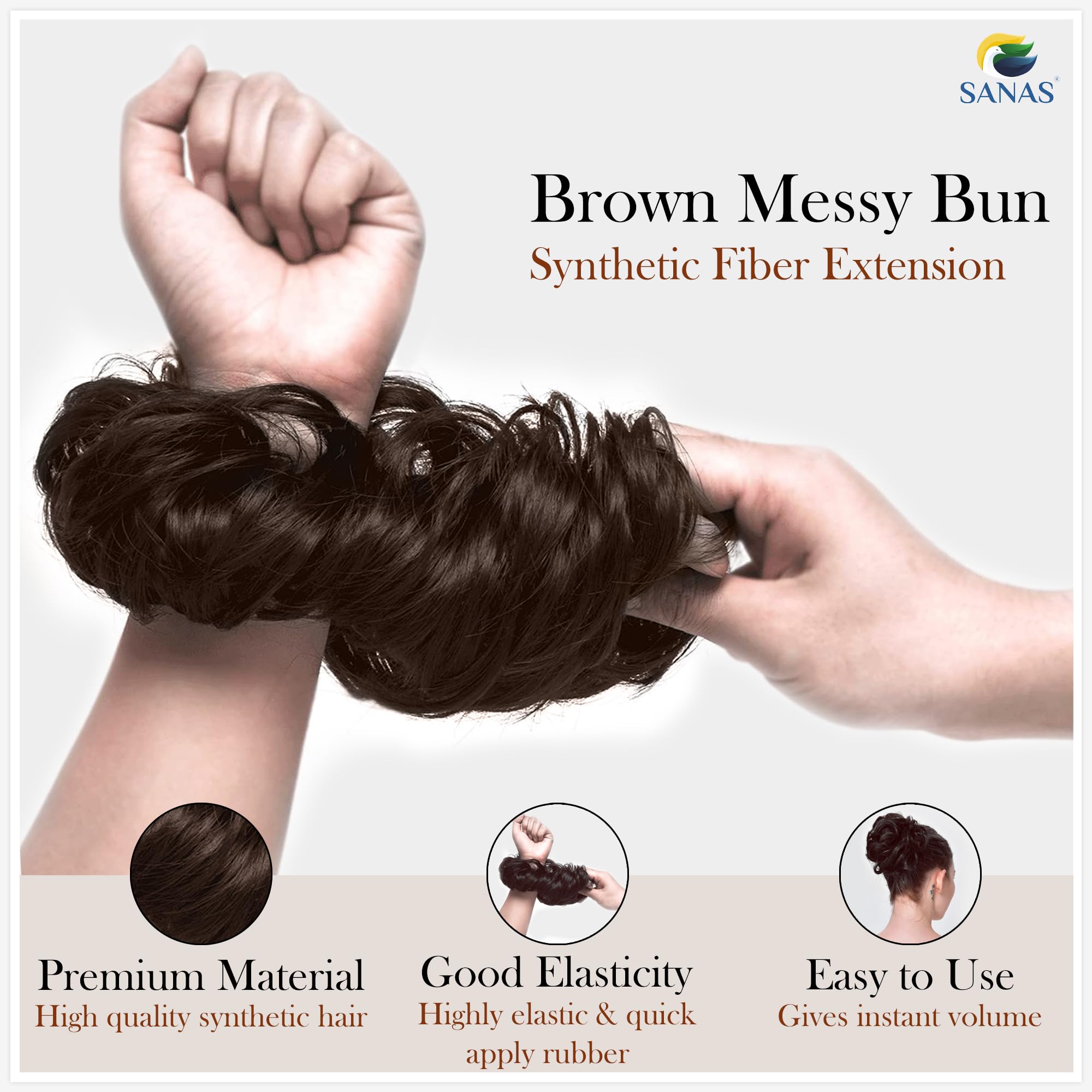 Elegant Wedding Hair Bun Accessories Set (2pcs) - Stylish Scrunchies & Hair Extensions for Women, Messy Bun Maker, Brown - Perfect for Bridal, Prom & Special Occasion Hairstyles