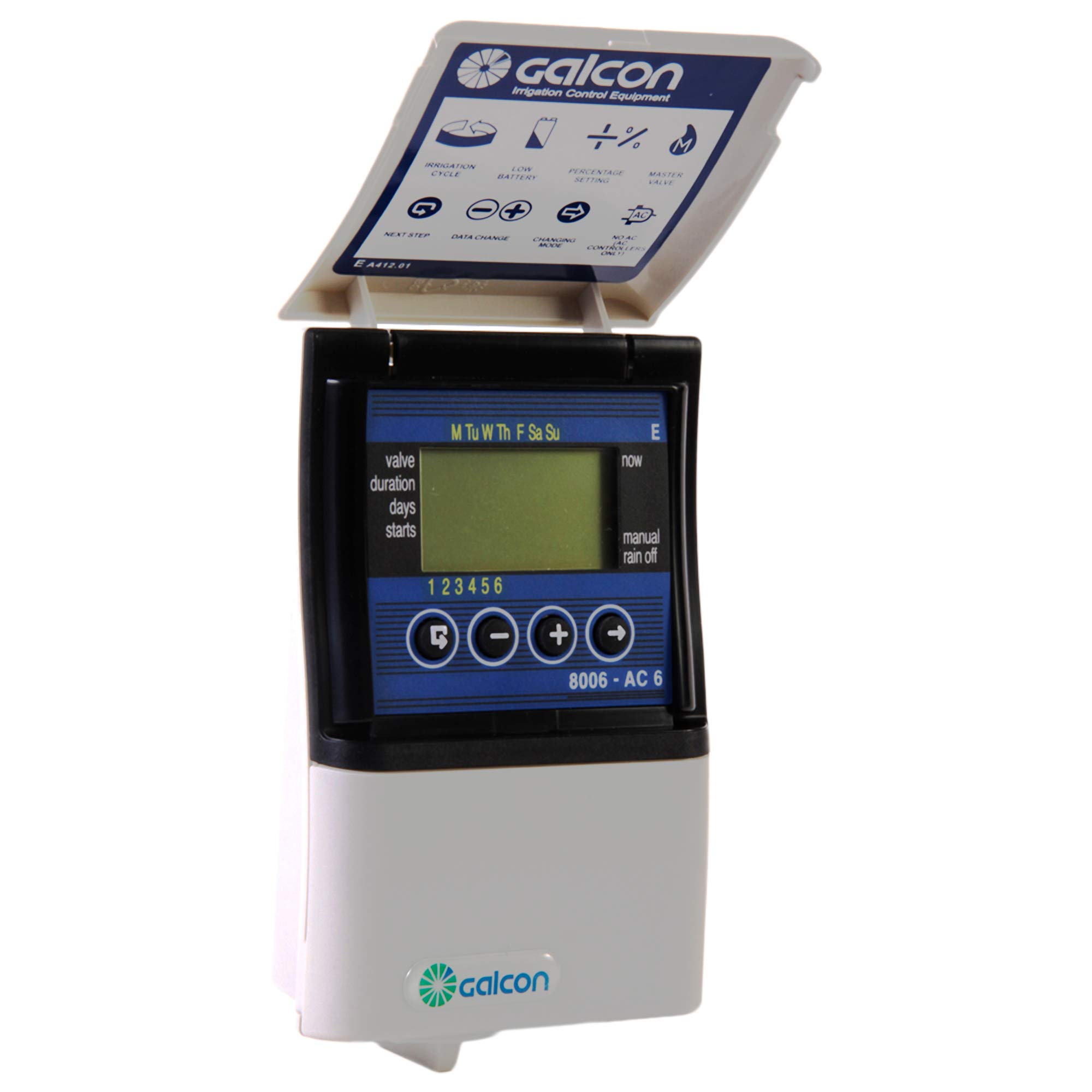 Galcon 8006 AC-6 6 Zone Automatic Sprinkler Controller - Programmable Irrigation Timer with Daily/Cyclic Settings for Lawn, Garden, Nursery & Greenhouse | Indoor Plant Watering System & Valve Box | Perfect for Residential Landscaping & Commercial Agriculture