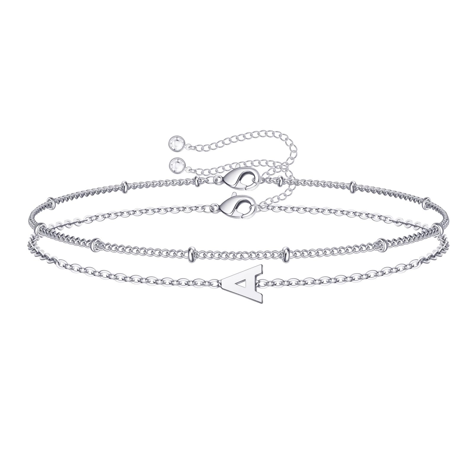 Personalized Initial Bracelets for Women - Layered Letter Charm Bracelet A-Z in Gold/Silver/Rose Gold, Dainty Jewelry Gift for Her | Birthday, Anniversary, Graduation Present | Everyday Wear & Special Occasion Accessory