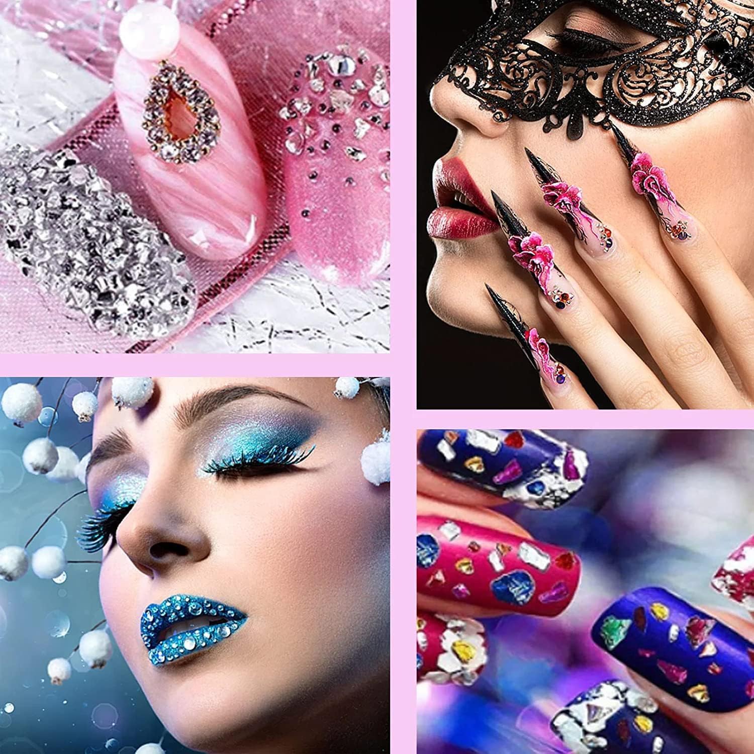 12Pcs 3D Nail Art Rhinestones Kit - Glitter Decorations for Manicure & Nail Design