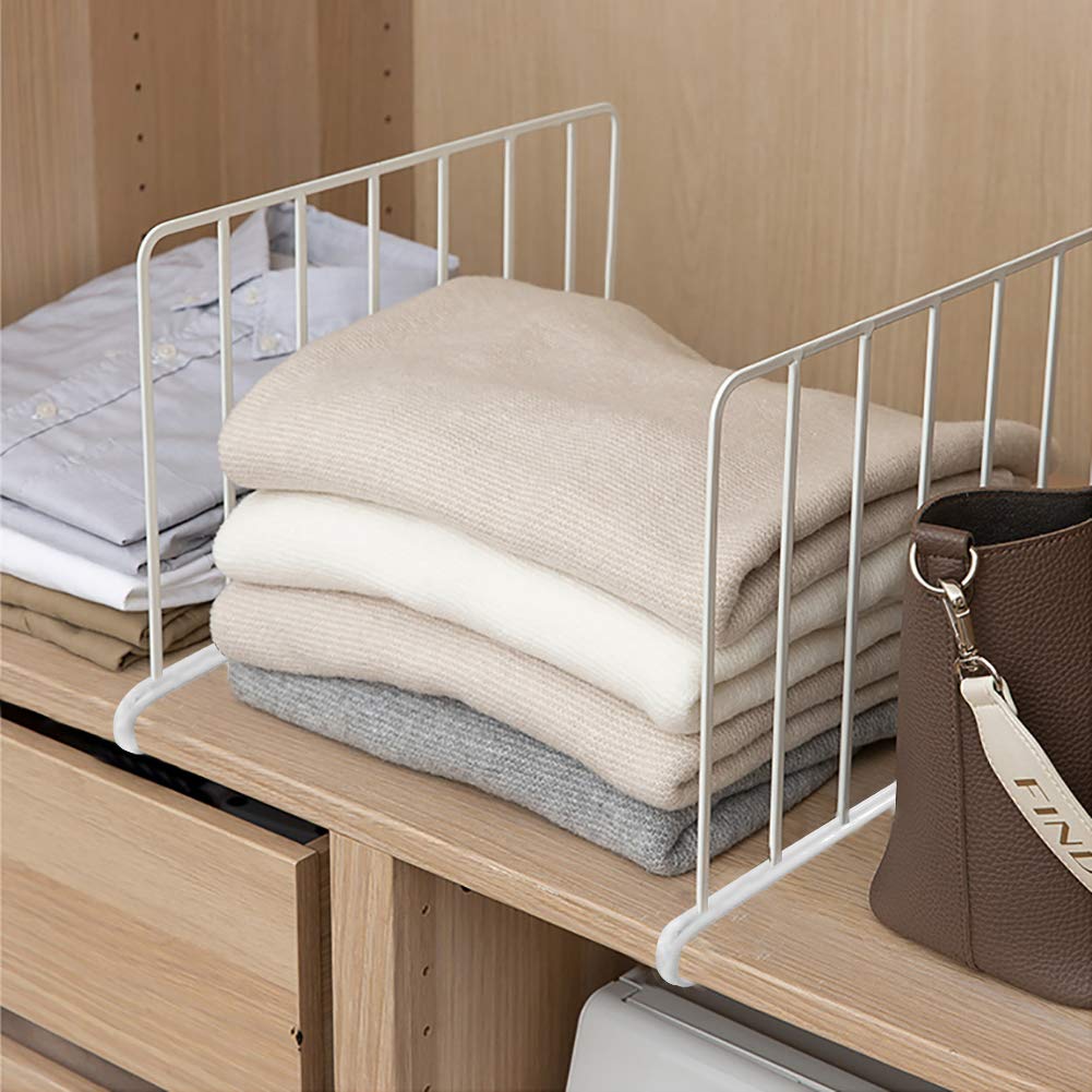 Urban Deco 8-Pack White Shelf Dividers for Wire Shelves - Closet & Cabinet Organizer for Bedroom, Kitchen Storage - Easy Install Wire Shelf Dividers - Perfect for Pantry Organization & Closet Storage Solutions