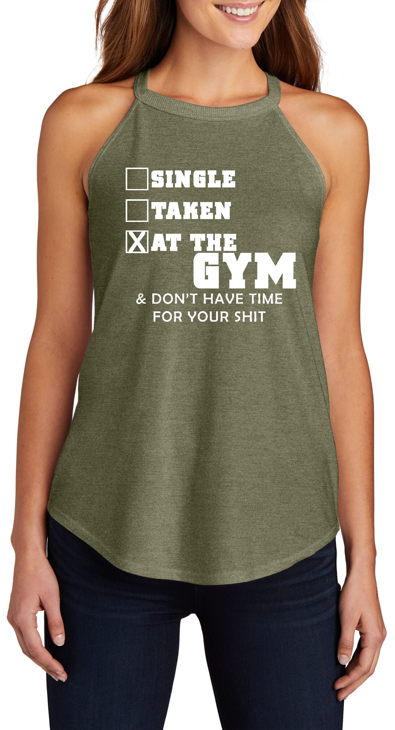 Funny Gym T-Shirt for Women - Single Taken Workout Tee - Cute Rocker Style Gym Shirt for Fitness & Casual Wear