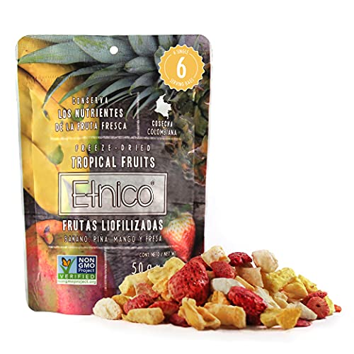 Etnico Freeze-Dried Tropical Fruit Snacks - Healthy Dried Fruit Mix (6 Pack, 1.76oz) | Vegan, Gluten-Free, Non-GMO | Perfect for Lunchboxes, Hiking & Office Snacks
