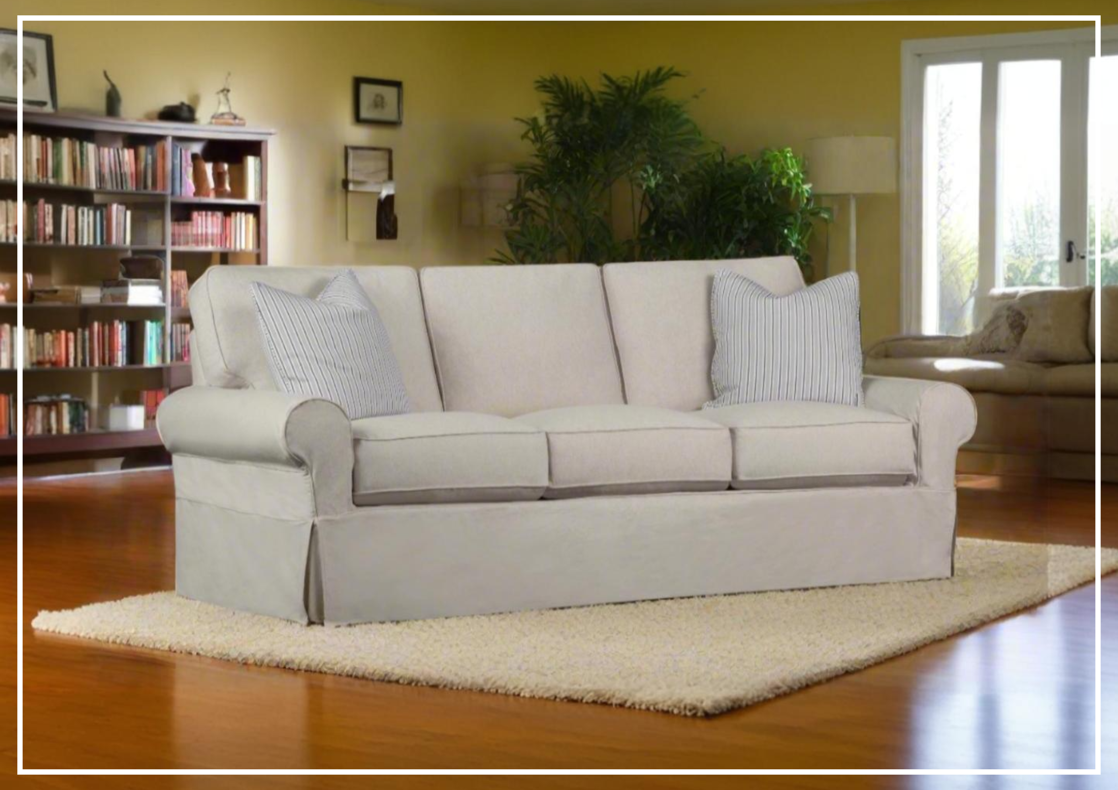 Klaussner Katelin Sofa Slipcover - Premium John Linen Fabric in Sepia Brown | Washable Stretch Couch Cover for Living Room, Sectional & Recliner Sofas | Perfect for Home Decor, Pet Protection & Furniture Refresh