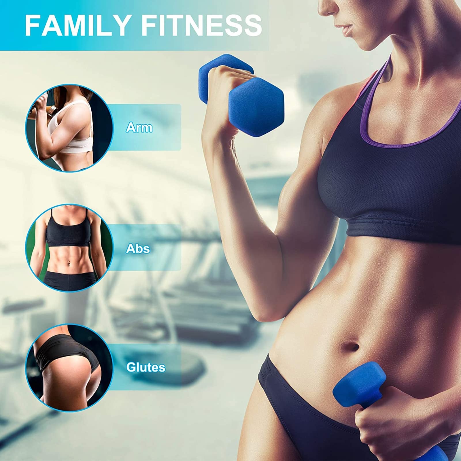 Hexagonal Neoprene Coated Dumbbell Set (5lb, 8lb, 12lb) with Storage Rack - Non-Slip Home Gym Weights for Strength Training, Yoga & Fitness Workouts