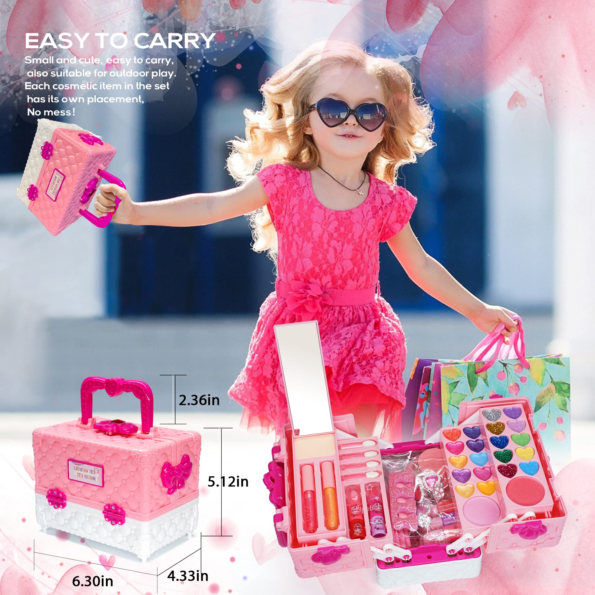 Washable Kids Makeup Kit - Princess Play Set for Girls 3-12, Birthday Gift