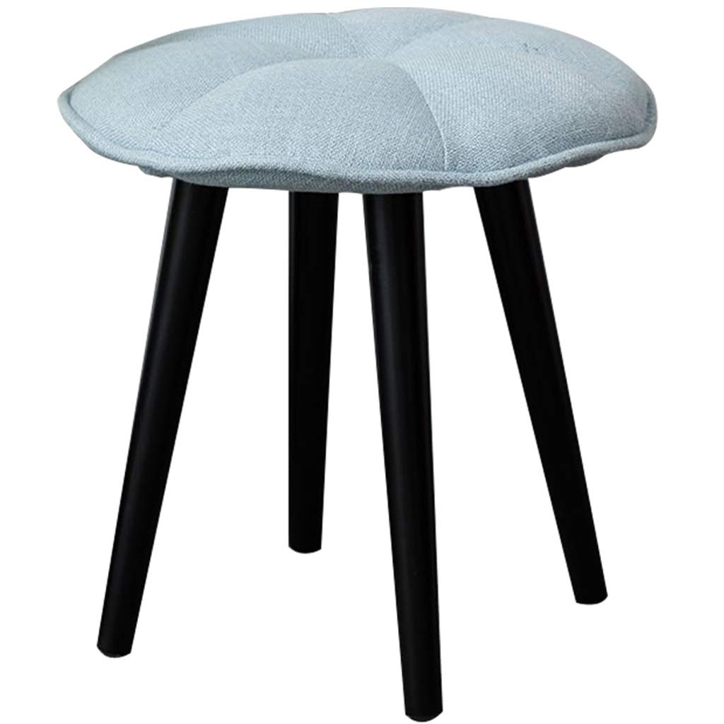 Stylish Pumpkin-Shaped Fabric Stool - Solid Wood Dressing Bench for Living Room & Bedroom | Cute Shoe Storage, Vanity Seat & Home Decor
