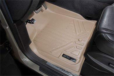 MAXLINER Custom Fit 2 Row Tan Floor Mats for 2009-2016 GMC Acadia & 2017 Acadia Limited & 2009-2010 Saturn Outlook - 2nd Row Bucket Seats - All Weather Protection & Easy Cleaning - Perfect for Family Road Trips & Daily Commutes