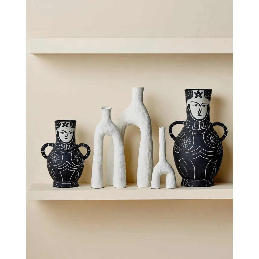 19.75 Inch Saint Paul de Vence Terracotta Black Vase - Elegant Home Decor for Living Room, Dining Table & Office Centerpiece