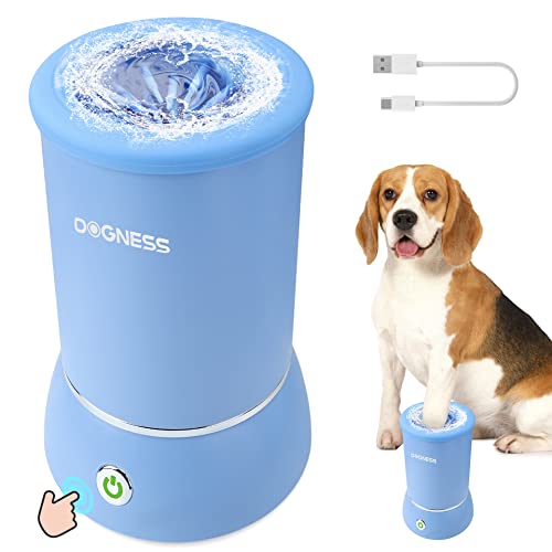 DOGNESS Automatic Dog Paw Cleaner - Portable Pet Paw Washer with Soft Silicone Bristles for Small & Medium Dogs - Perfect for Muddy Paws After Walks & Outdoor Adventures (Blue)