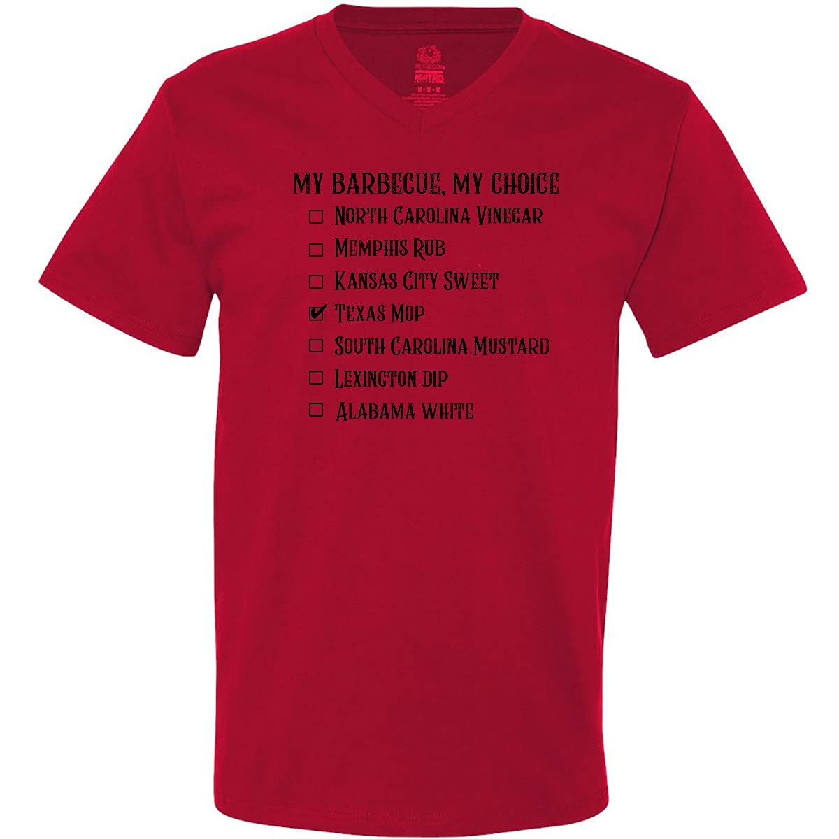 Inktastic My Barbecue Texas Mop Men's V-Neck T-Shirt - Comfortable Cotton Tee for BBQ Lovers, Texas Pride & Casual Wear - Perfect for Grilling, Outdoor Parties & Everyday Comfort