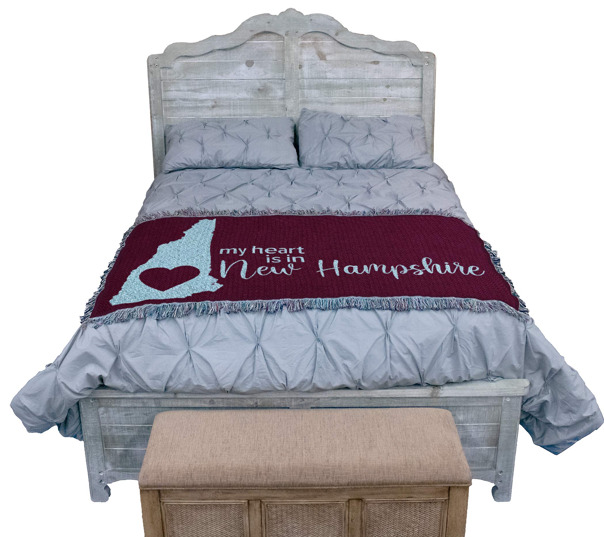 Pure Country Weavers My Heart is in New Hampshire Cotton Woven Throw Blanket - 61x36 Inch USA-Made Sofa Couch Tapestry Gift - Perfect for Cozy Living Room Decor, Bedroom Accent & Picnic Blanket