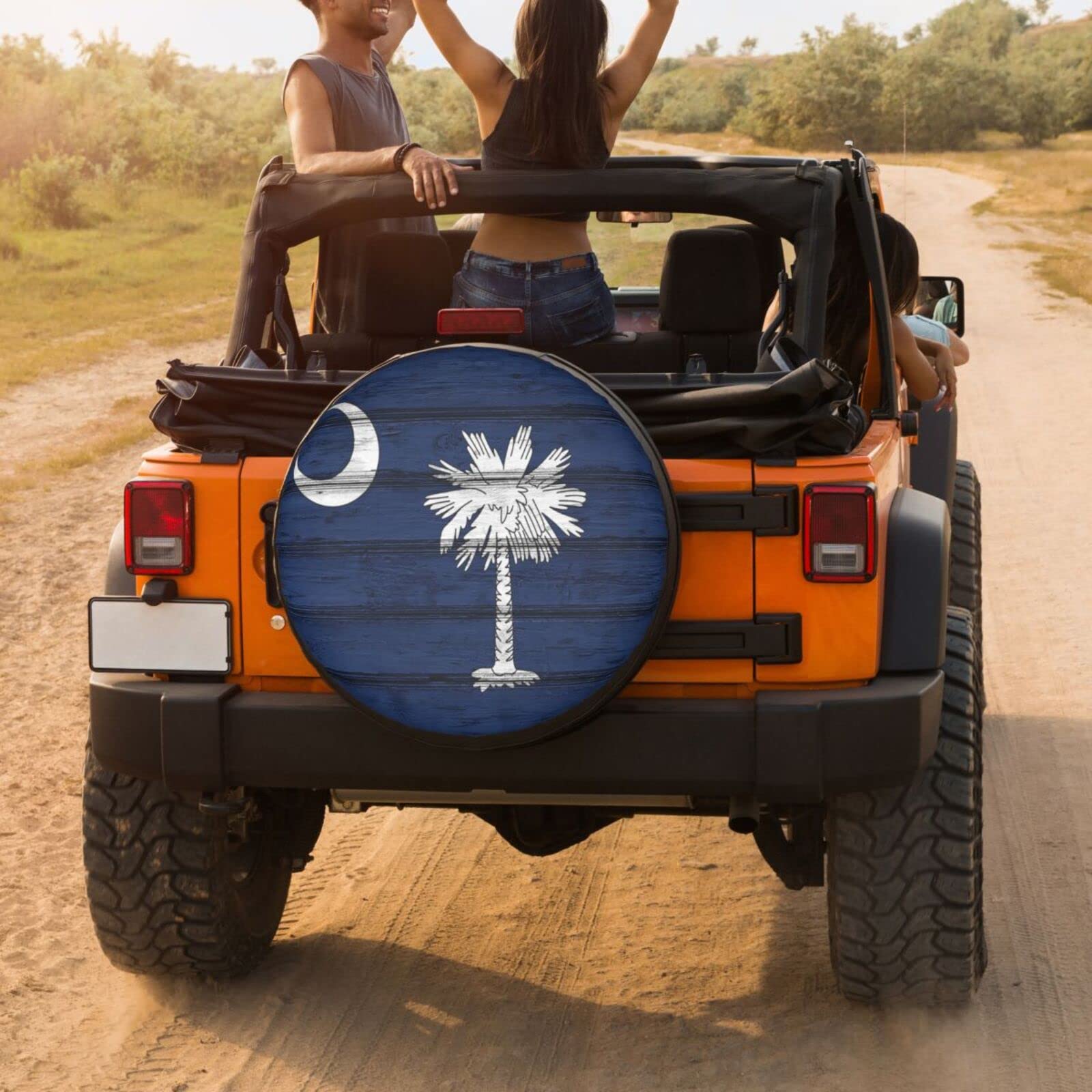 South Carolina Flag Spare Tire Cover - 14 Inch Dustproof Wheel Protector for Trailers, RVs, SUVs & Vehicles | Outdoor Travel Accessories & Road Trip Essentials