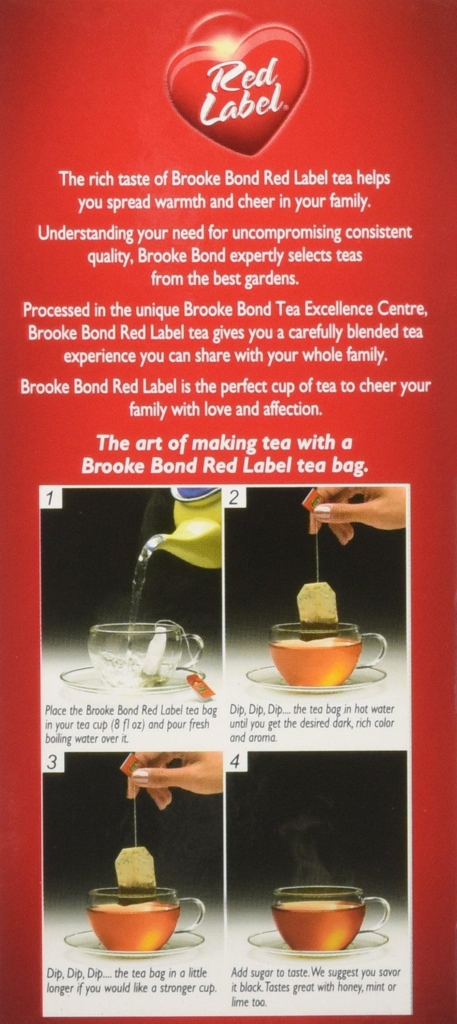 Brooke Bond Red Label Tea Bags - 100 Count (Pack of 12) | Premium Black Tea for Morning Boost, Afternoon Relaxation & Social Gatherings