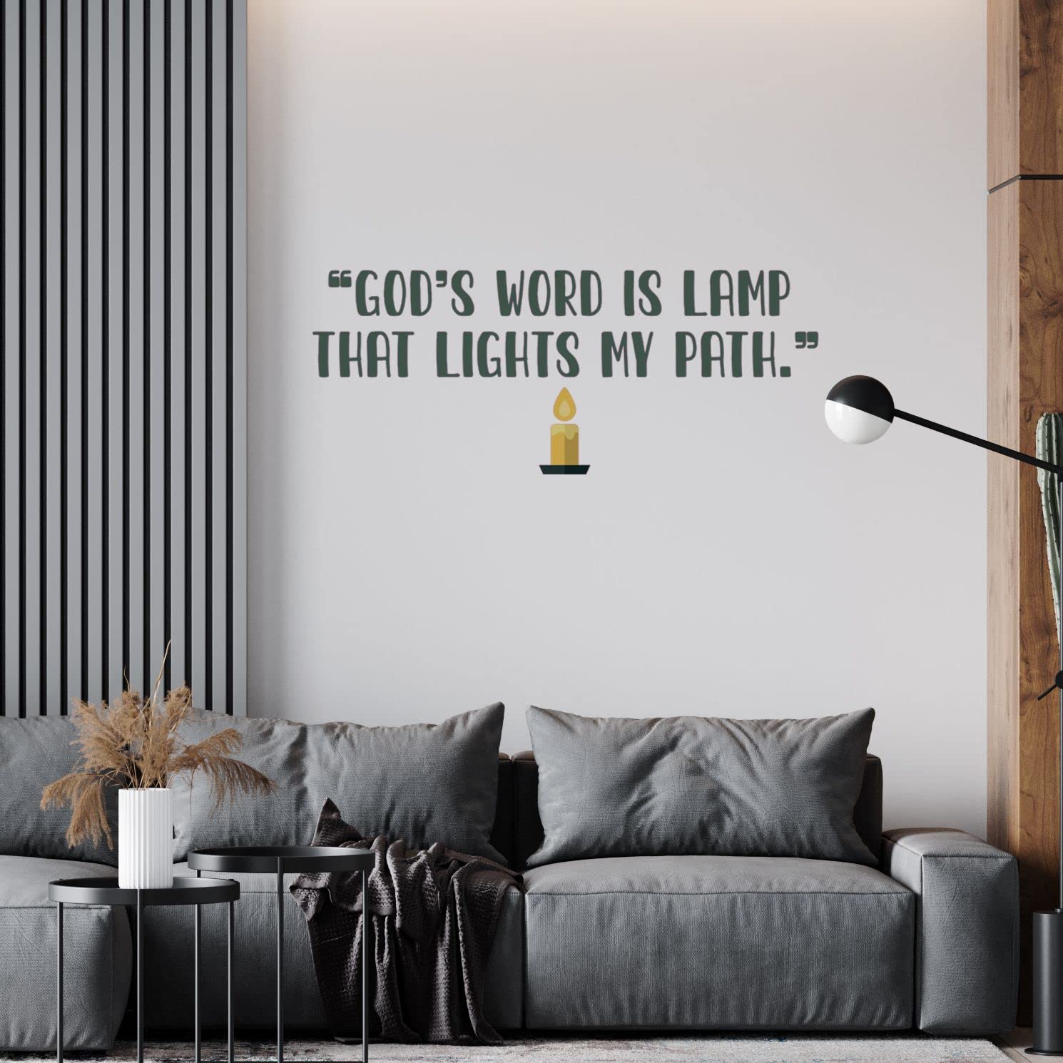 God's Words is Lamp That Lights My Path - 11x25 Inch Religious Vinyl Wall Decal with Psalm 119:105 Bible Verse, Inspirational Home Decor for Living Room, Bedroom & Office