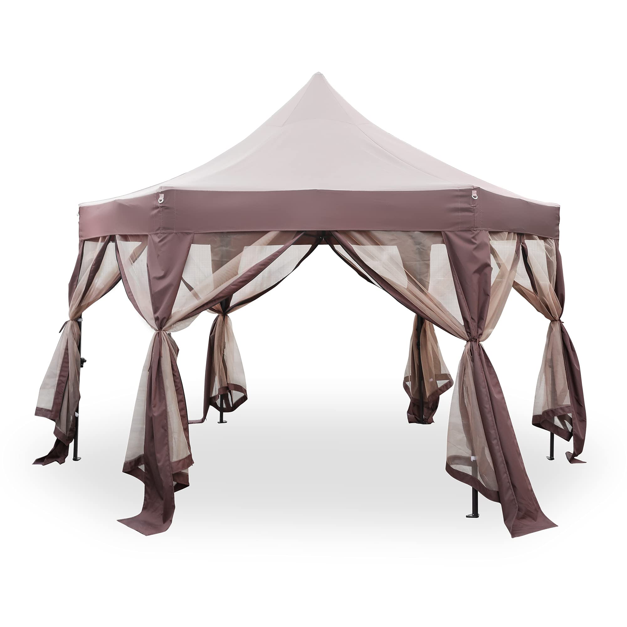 12'x12' Instant Pop Up Gazebo Tent with Mosquito Net - Portable Outdoor Canopy Shelter with Carrying Bag for Patio, Garden, Deck, Backyard & Parties - Perfect for BBQs, Camping & Beach Outings (Coffee)