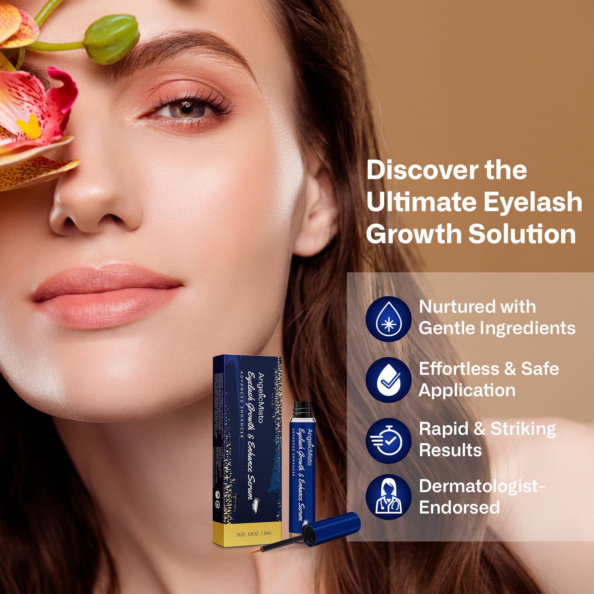 Premium Eyelash Growth Serum for Longer & Fuller Lashes - Natural Lash Enhancer with Keratin & Biotin - Visible Results in 4 Weeks - 3ml Bottle - Perfect for Nighttime Lash Care & Special Occasion Makeup Prep