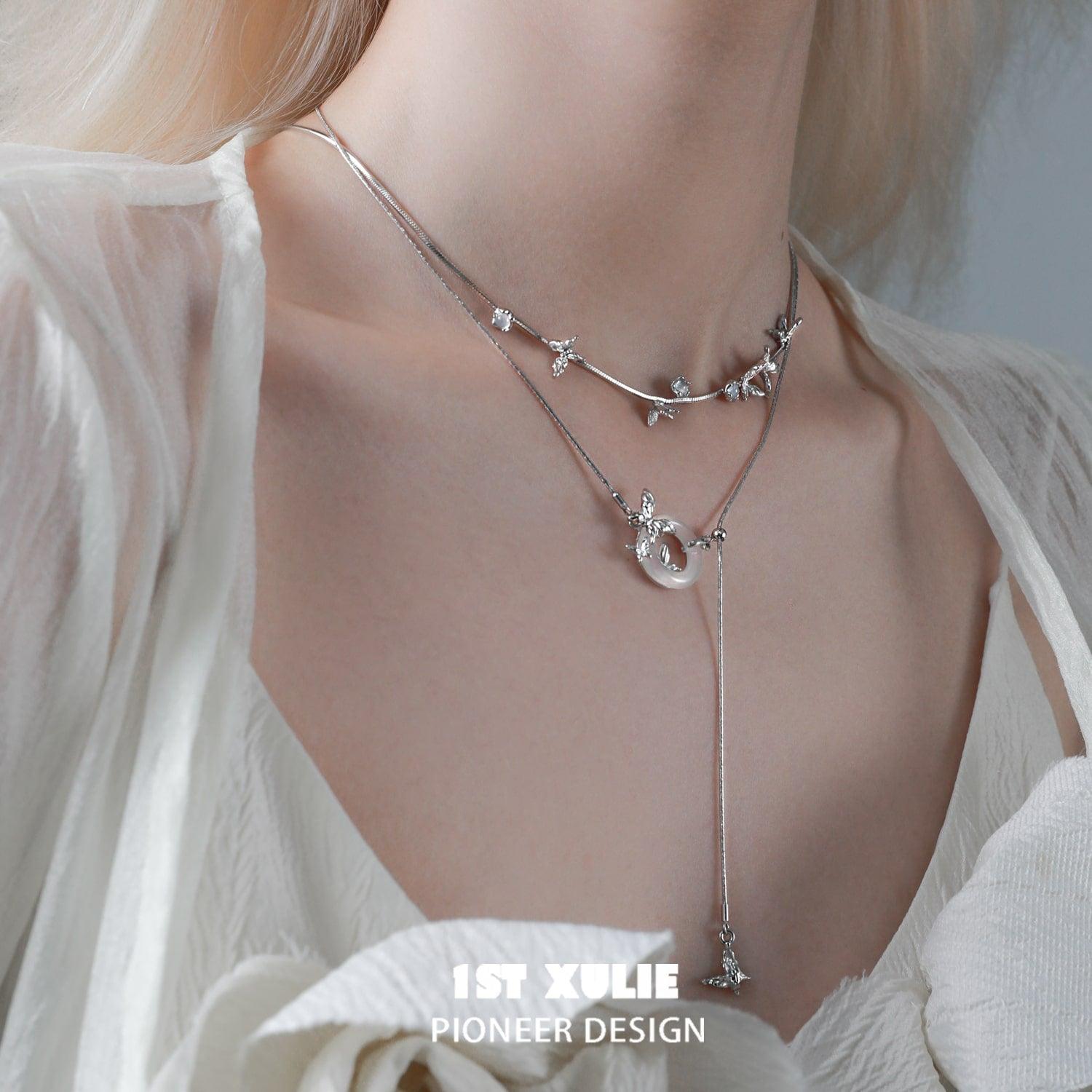 Whiterfly S925 Sterling Silver White Chalcedony Necklace for Women - Elegant Gemstone Jewelry Gift for Birthday, Anniversary & Special Occasions