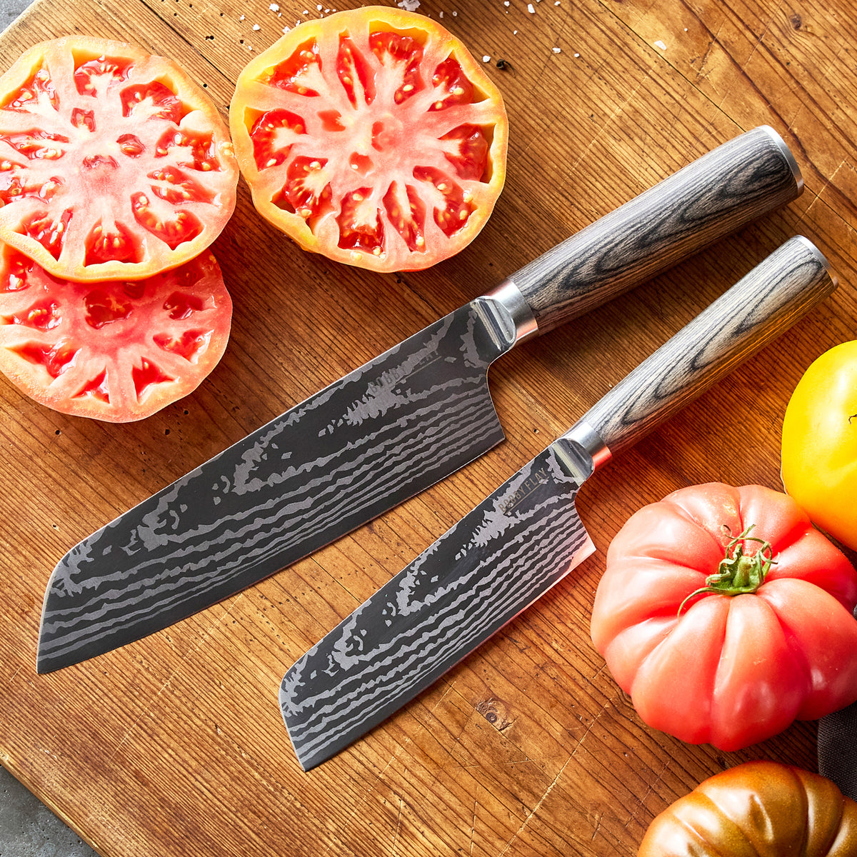 Bobby Flay by GreenPan Premium Stainless Steel 2-Piece Santoku Knife Set - Professional Kitchen Knives for Chopping, Slicing & Dicing Vegetables, Fruits & Meats