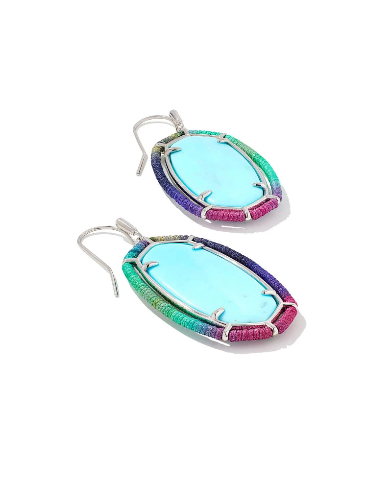 Threaded Elle Silver Drop Earrings in Blue Mix - Elegant Dangling Jewelry for Women, Perfect for Parties, Weddings & Special Occasions