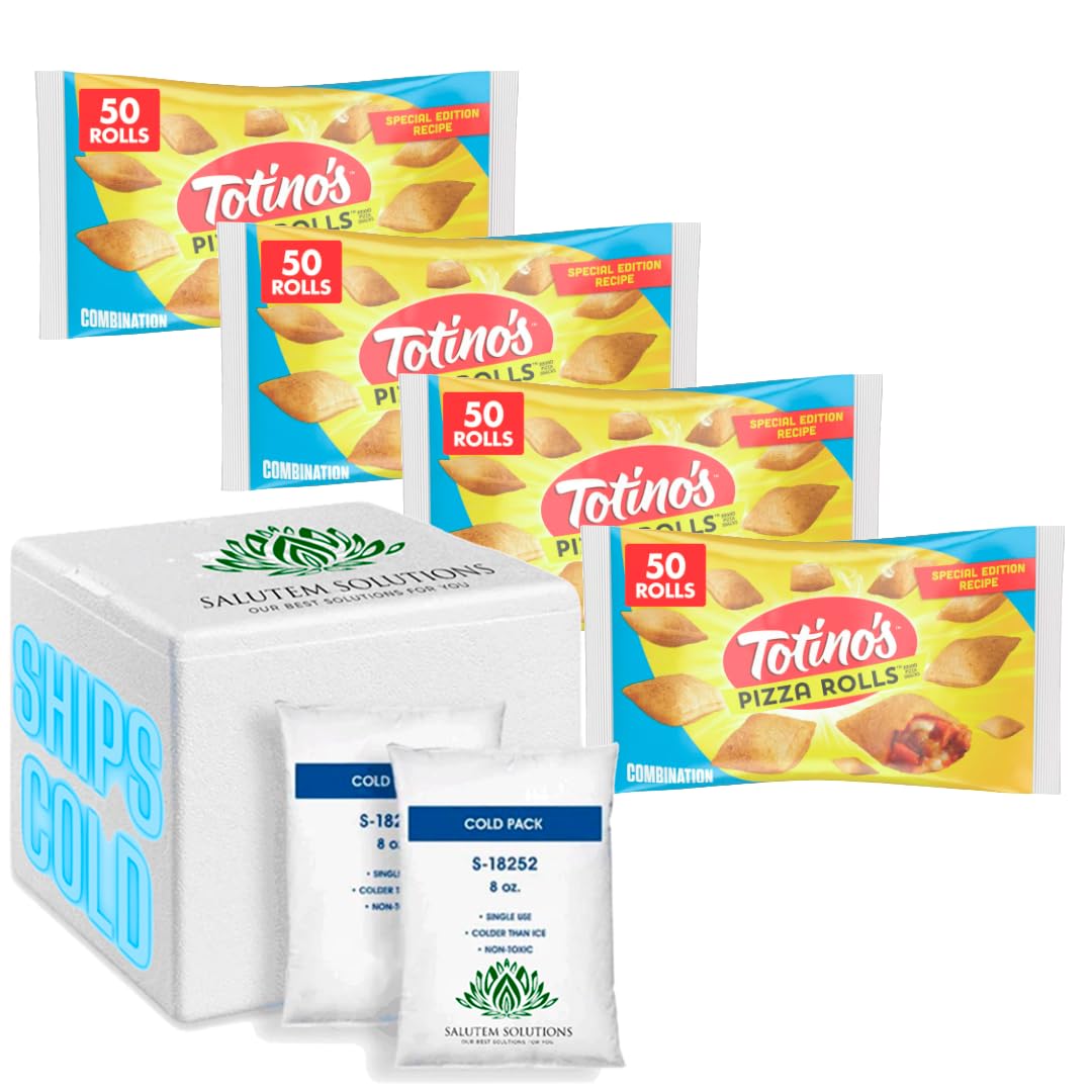 Salutem Vita - Totino's Pizza Rolls, Combination, Frozen Snacks, 50 Count (Pack of 4) - Perfect for Parties, Game Nights & Quick Meals