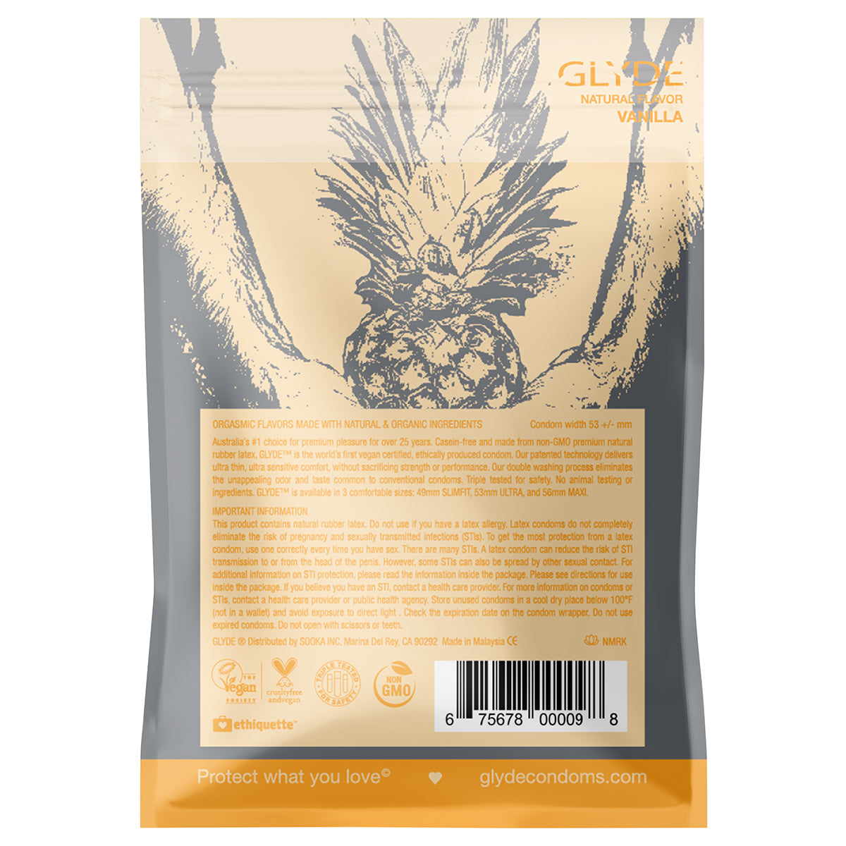 Glyde Organic Vanilla Flavored Condoms - 4 Pack | Vegan, Latex-Free & Fair Trade Certified | Perfect for Couples & Sensitive Skin | Safe & Natural Intimacy