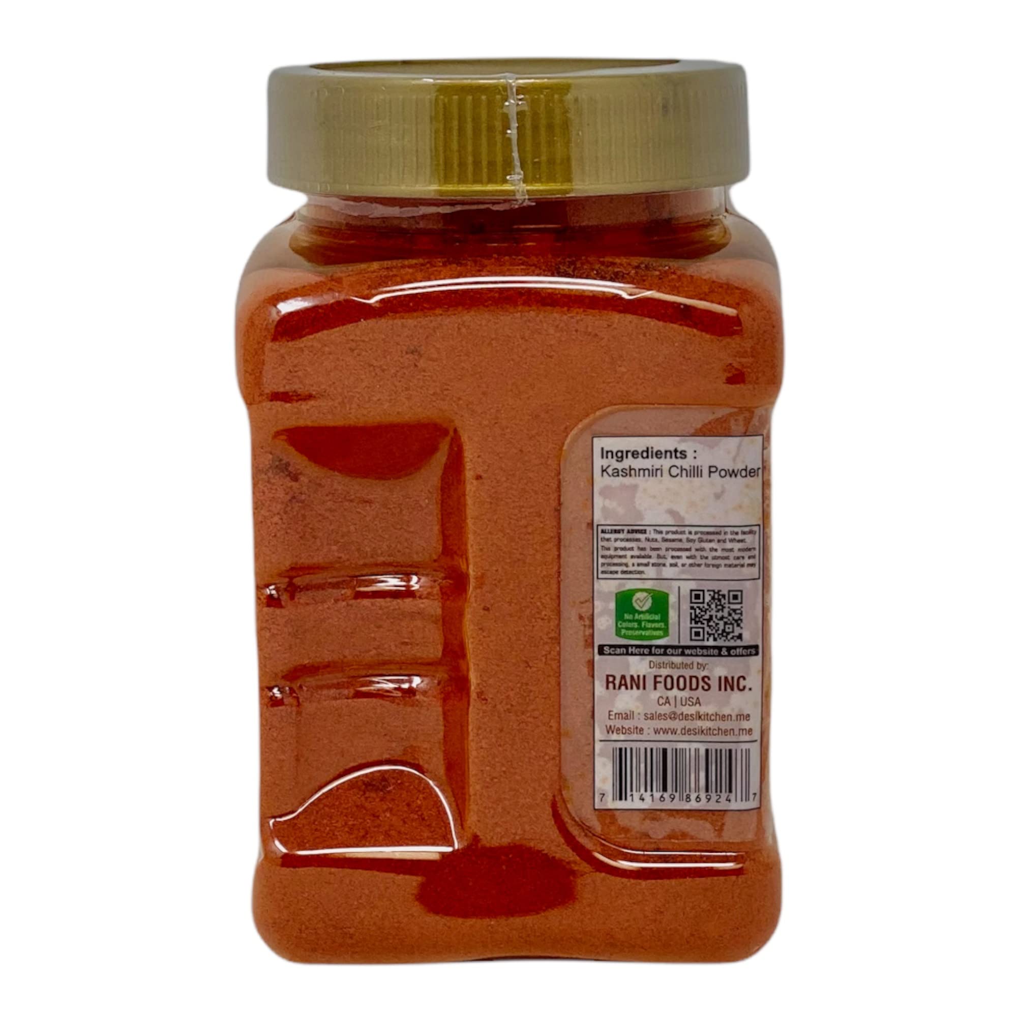 Organic Kashmiri Chili Powder 8oz (227g) | All Natural, Vegan, Non-GMO, Salt-Free Indian Spice | Perfect for Curries, Biryani & Grilled Meats | Desi Kitchen Premium Mild Chili Powder