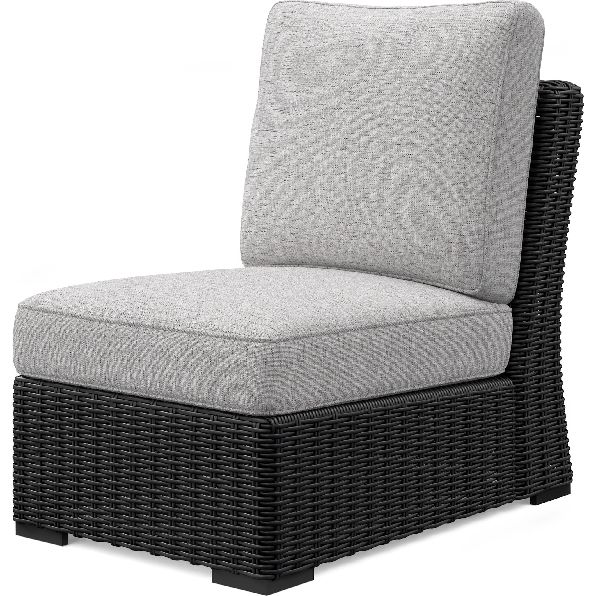 Beachcroft Outdoor Armless Chair with Cushion - Black/Light Gray - Perfect for Patio, Poolside, Garden & Backyard Relaxation