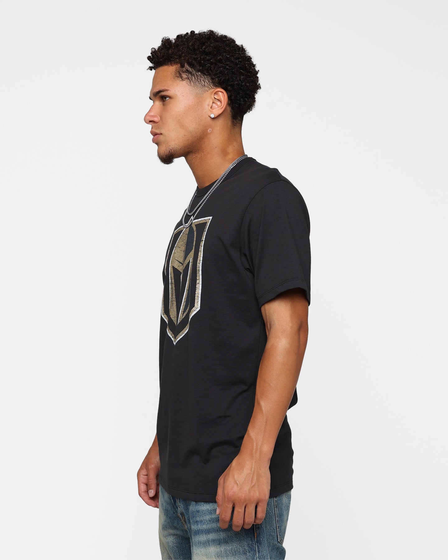 47 Brand Vegas Golden Knights Flint Black T-Shirt for Men - Official NHL Hockey Fan Apparel - Perfect for Game Day, Casual Wear & Sports Events