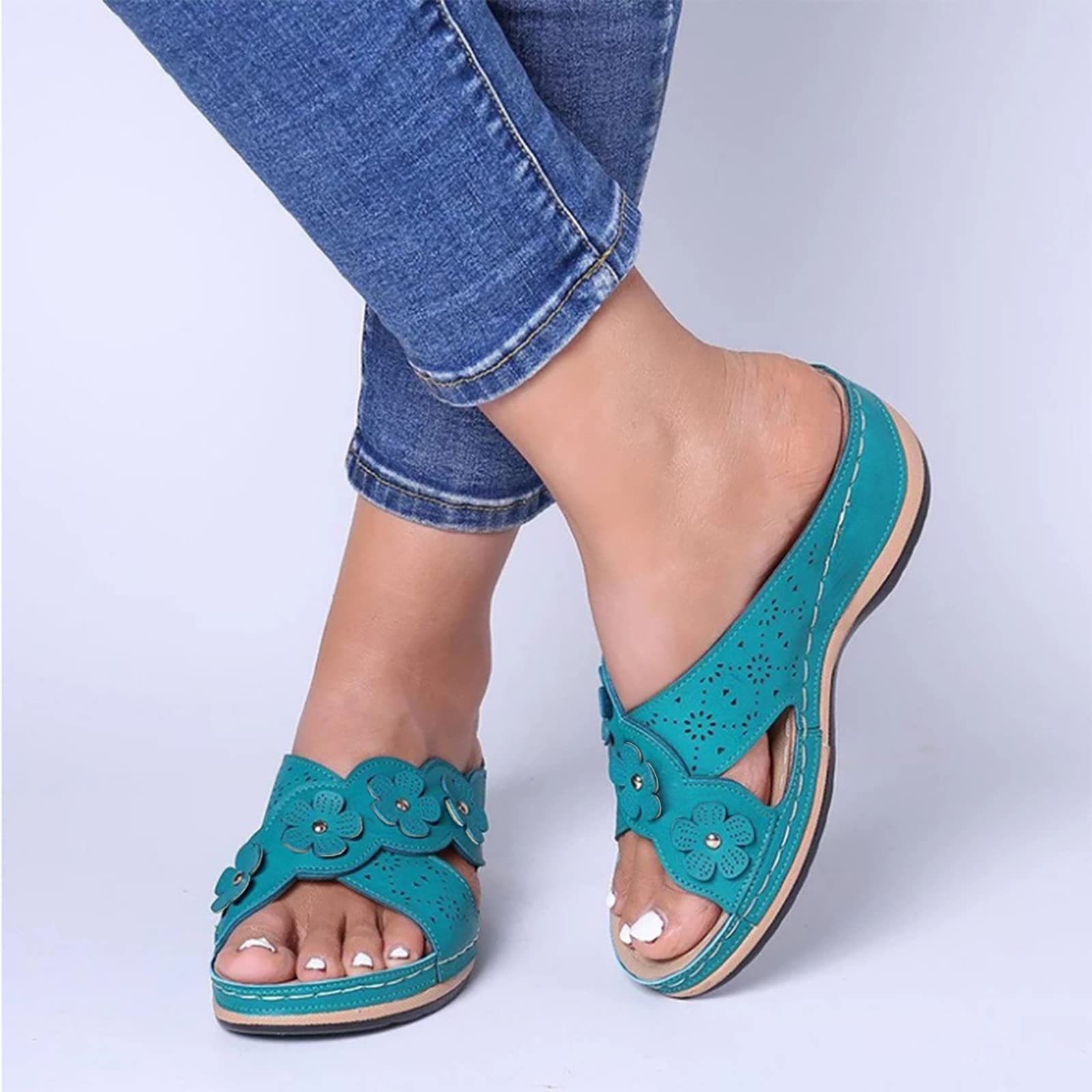 **Women's Comfortable Wide Width Platform Wedge Sandals - Orthopedic Summer Beach Sandals for Dressy Occasions & Casual Outings**