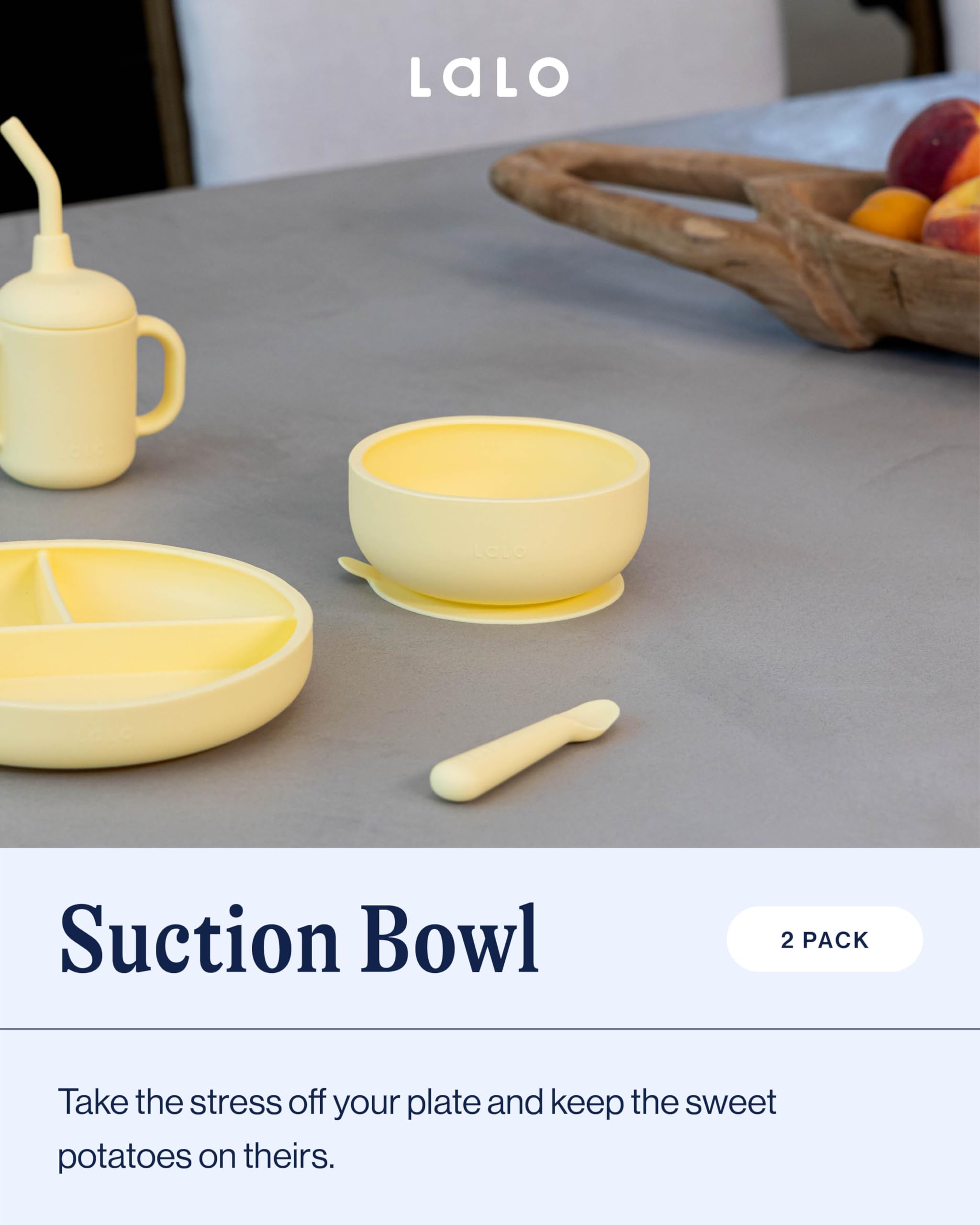 Lalo Suction Bowls - 2 Pack, 100% Food Grade Silicone Non-Toxic BPA-Free Baby Feeding Bowls with Strong Suction Base to Prevent Spills - Safe for Babies and Toddlers (Sage Green) - Perfect for High Chairs, Travel, and Mess-Free Mealtime