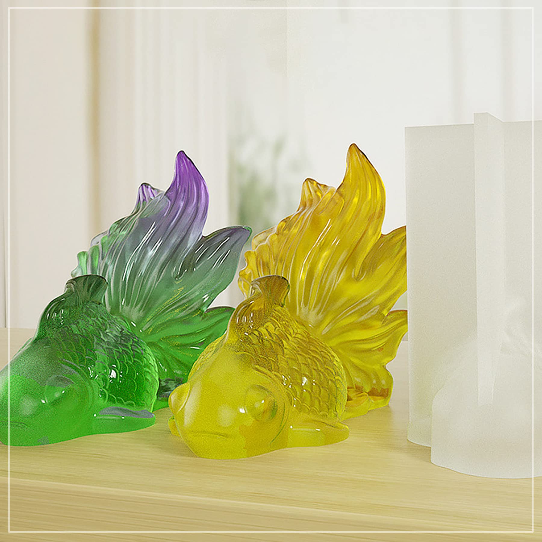 Yayatty 2-Piece Goldfish & Koi Fish Silicone Resin Molds - DIY Epoxy Craft Molds for Animal Shaped Resin Art - Perfect for Home Decor, Office Desk Ornaments, and Handmade Gift Making