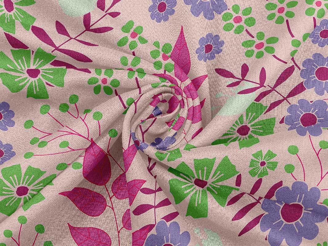 oneOone Rayon Pink Floral Print Fabric - 56 Inch Wide Dress Material by The Yard | Perfect for DIY Dresses, Skirts & Home Decor Projects