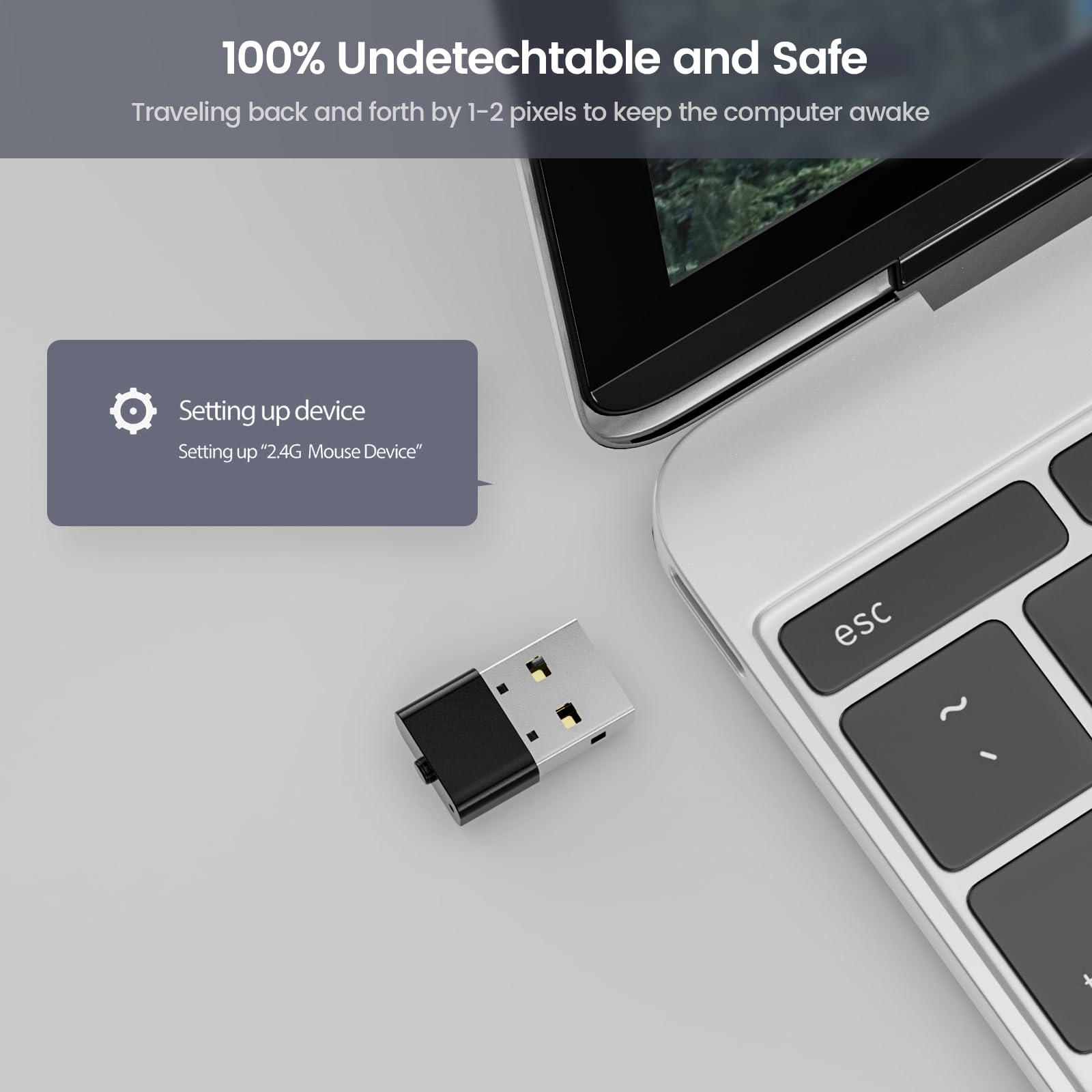Undetectable USB Mouse Jiggler - Plug-and-Play Mouse Mover for Laptops & Computers, Simulates Mouse Movement to Prevent Sleep/Lock Mode, Ideal for Remote Work, Presentations, and Extended Screen Time