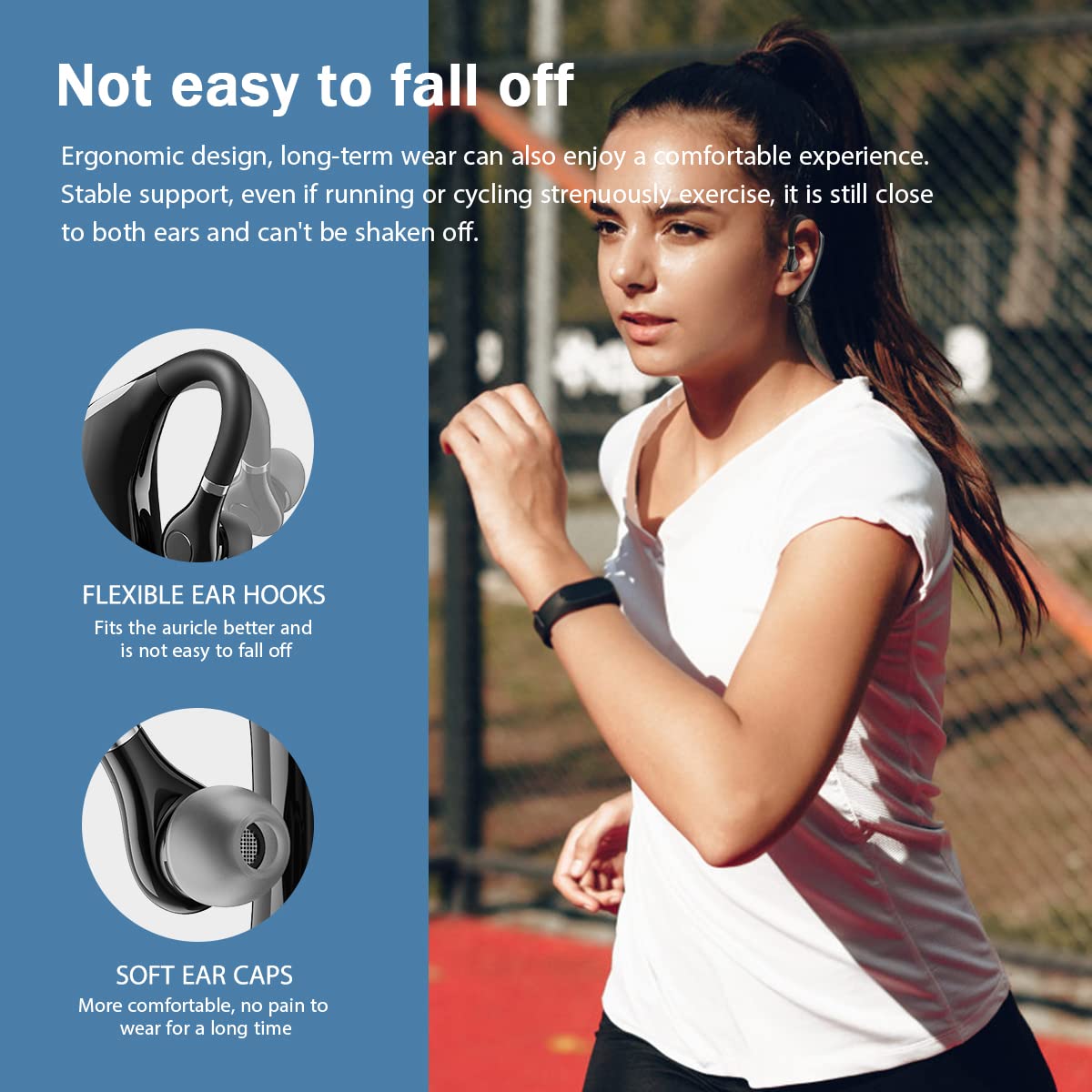 BEVCEFCC Wireless Bluetooth Earpiece - Single Ear Headset with Noise Cancellation for Hands-Free Calls | Compatible with Cell Phones | Ideal for Driving, Business Meetings & Office Use (Black)