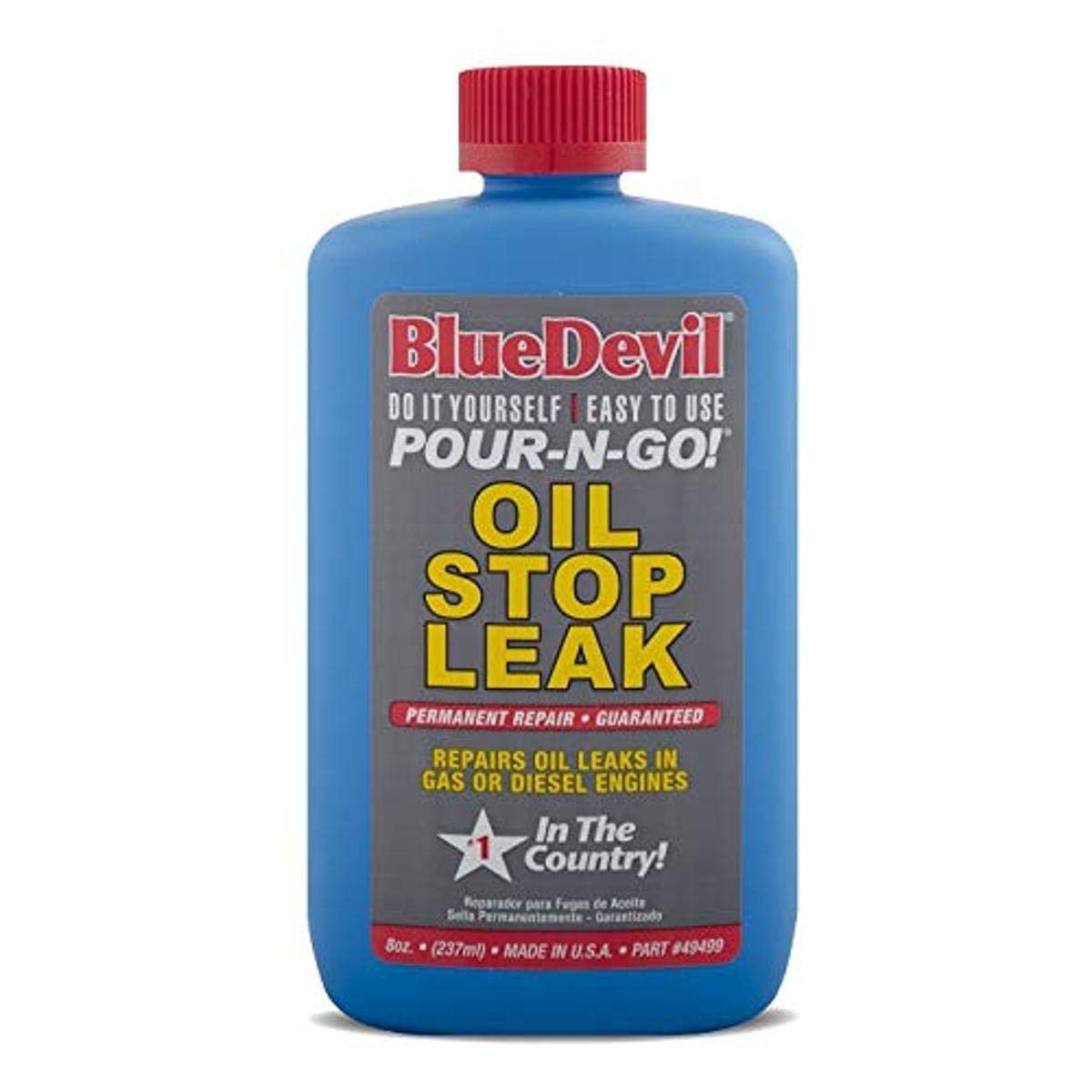 Blue Devil 49499 Engine Oil Stop Leak - 8 oz (6-Pack) | High-Performance Oil Leak Repair for Cars & Trucks | Fixes Leaks in Valve Covers, Oil Pans & More