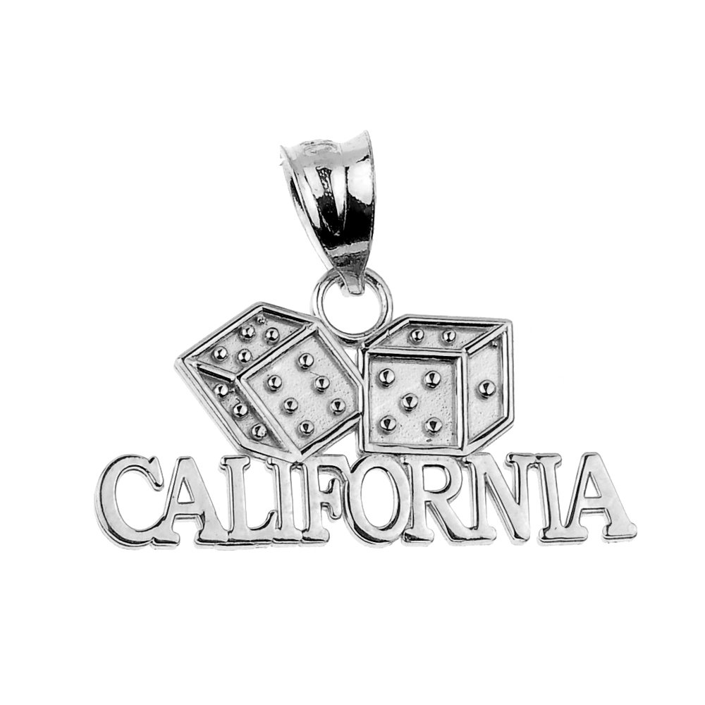 14k White Gold California Dice Charm Pendant - Lucky Gambling Jewelry for Casino Nights & Gift Giving