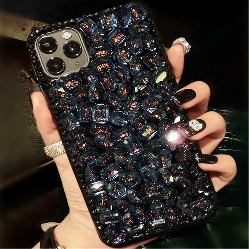Luxury 3D Handmade Rhinestone Bling Glitter Phone Case for iPhone 12 Pro Max (6.7 Inch) - Sparkle Pumpkin Car Bear Flower Crystal Diamond Design, New Black - Perfect for Parties, Weddings, and Special Occasions
