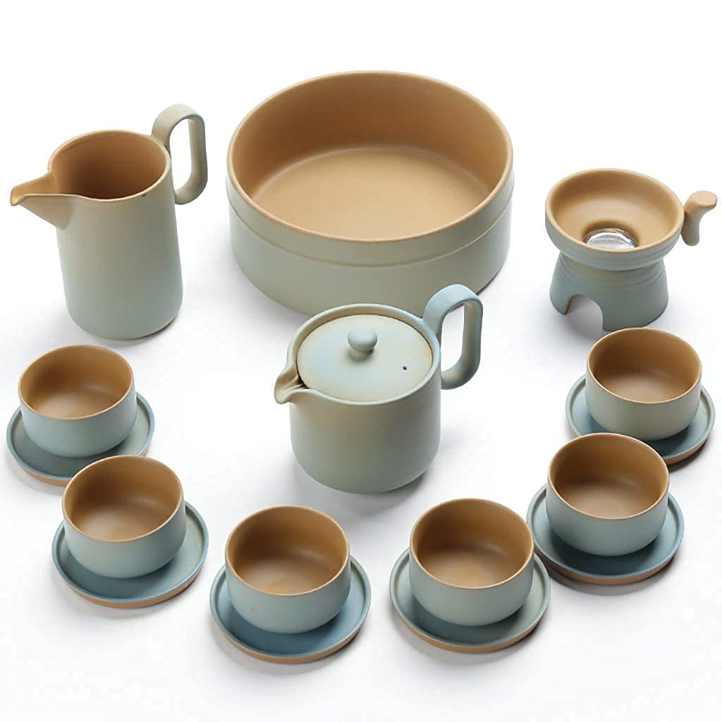 Premium Chinese Ceramic Kung Fu Tea Set - 16-Piece Zen Stoneware Teapot with Cups - Traditional Household Tea Ceremony Set for Home, Office & Meditation Use