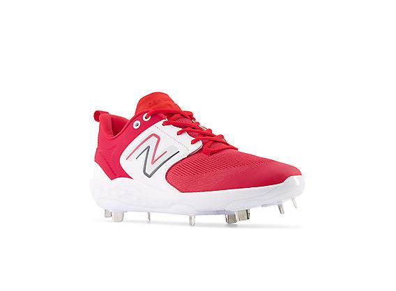 New Balance Men's Fresh Foam X 3000 V6 Metal Baseball Cleats - Red & White (L3000TR6) | Lightweight Performance Shoes for Baseball Players & Athletes | Perfect for Training, Games & Outdoor Sports