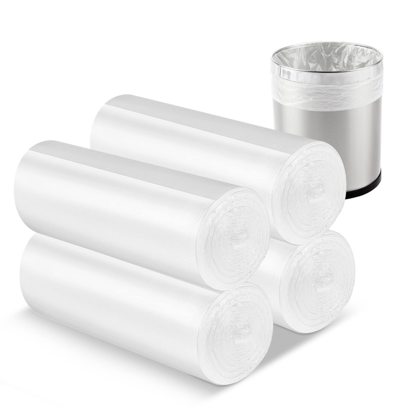 6 Gallon Small Clear Office Trash Bags - 100 Count Wastebasket Liners for Restroom, Home & Office Bins | Perfect for Desks, Bathrooms & Kitchen Waste Cans